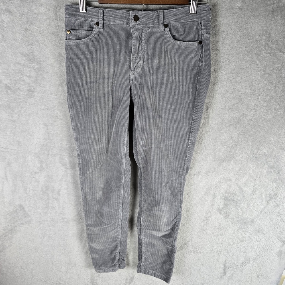 J.McLaughlin Womens Grey Fine Wale‎ Corduroy Slim Leg Pants Size 8 Stretch